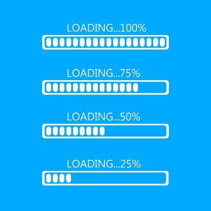 During Loading Four Stages Of Loading On A Blue Background Stock Illustration ...