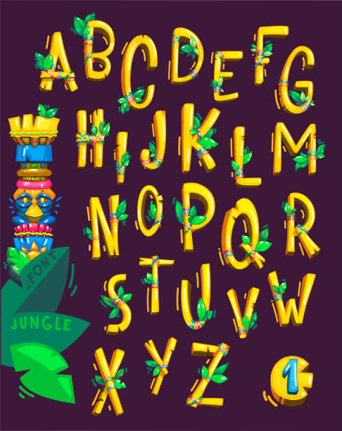 illustrations, cliparts, dessins animés et icônes de police aloha - text wood alphabet nature
