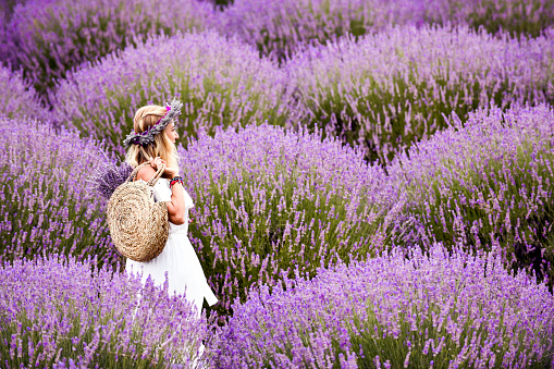 Woman in a field of lavender.