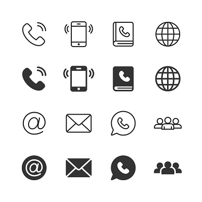 istock Contact Us Glyph and Line Icons. Editable Stroke. Pixel Perfect. For Mobile and Web. Contains such icons as Phone, Smartphone, Globe, E-mail, Support. 1164352026