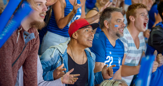 Spectators Cheering Tools Spectators Cheering In Stadium Stock Photo - Download Image Now - 25-29 ...