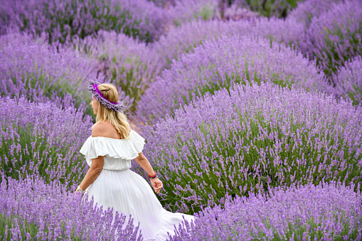 Woman in a field of lavender.