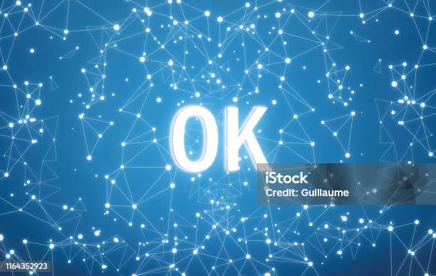 Ok Background Ok On Digital Interface And Blue Network Background Stock Illustration ...