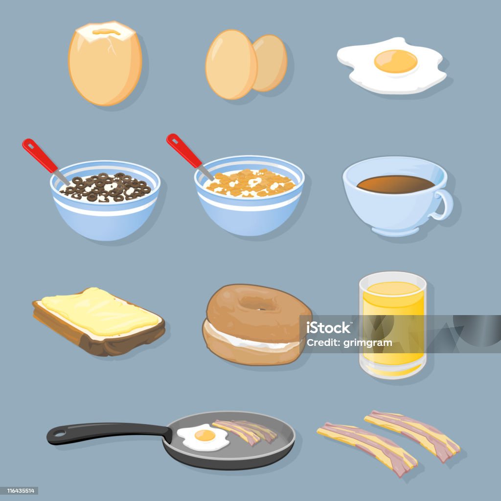 Завтрак Icons - Векторная графика Готовые завтраки роялти-фри