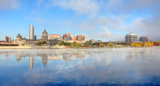Albany Skyline along the Hudson River Albany is the capital of the U.S. state of New York and the seat of Albany County. hudson stock pictures, royalty-free photos & images