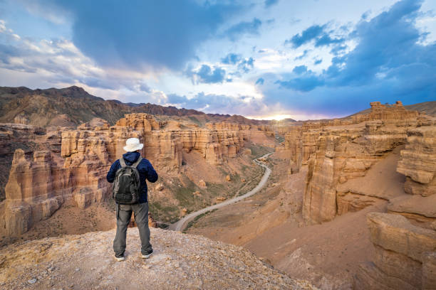 istock Tourist in Charyn Canyon, Kazakhstan 1164360252