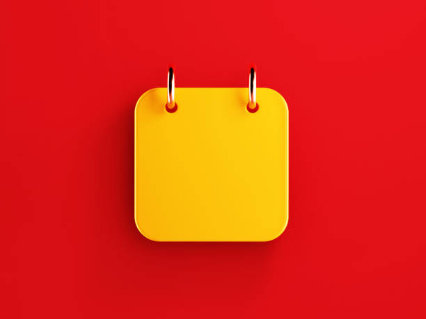 Blank Yellow Calendar on Red Background