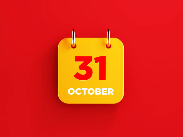 Yellow October 31 Calendar on Red Background