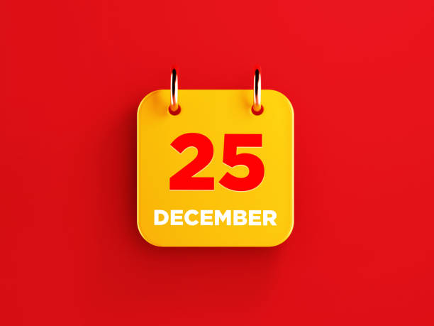istock Yellow December 25 Calendar on Red Background 1164360540