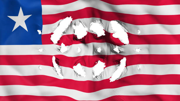 istock Liberia flag with a small holes 1164361231