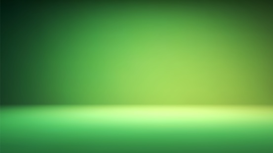 Colorful green gradient studio backdrop with empty space for your content