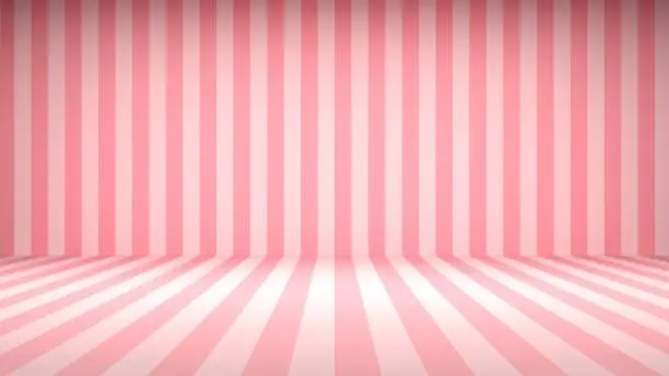 Vector illustration of Striped candy pink studio backdrop