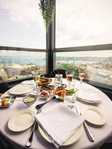 Fine dinning table  with a beautiful Istanbul view