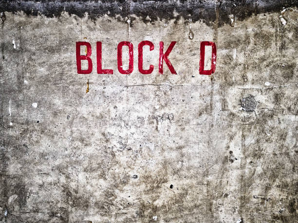 istock Stenciled letters identify Block D in what might be a jail 1164366628