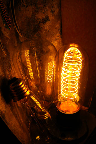 istock Close up of glowing Edison light bulbs 1164368958