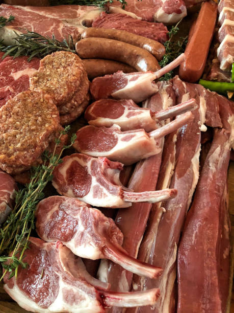 istock variety of raw meat as a background 1164369028