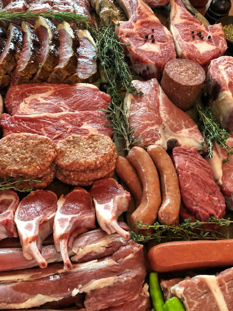 istock variety of raw meat as a background 1164369038