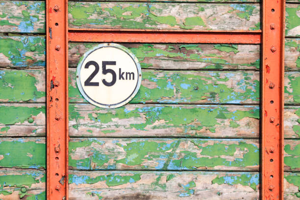 istock Back of tractor with 25 km sign 1164369535