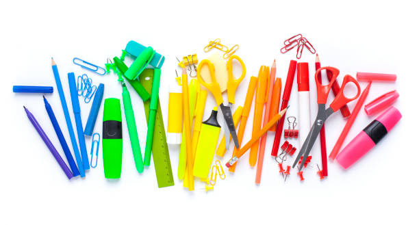 istock School supplies on white background. Back to school concept. 1164370937
