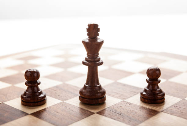 istock wooden black chess king between black pawns close up 1164371873