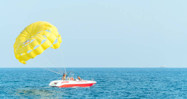 istock Driving Parasailing boat on open sea, holiday vacation 1164374801