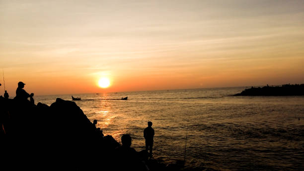 istock Silhouette landscape sunset in Kerala. 1164375766