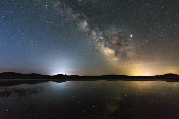 istock Wild Duck Lake under the Milky Way, in Inner Mongolia, China 1164376456