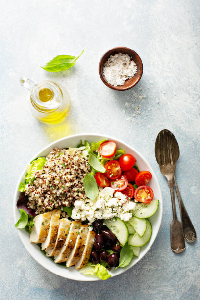 istock Greek inspired lunch bowl with chicken and quinoa 1164380711