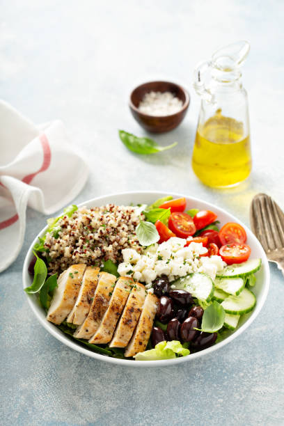 istock Greek inspired lunch bowl with chicken and quinoa 1164380714