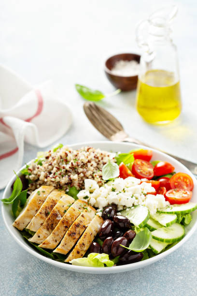istock Greek inspired lunch bowl with chicken and quinoa 1164380715