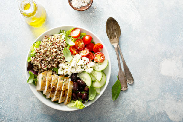 istock Greek inspired lunch bowl with chicken and quinoa 1164380725