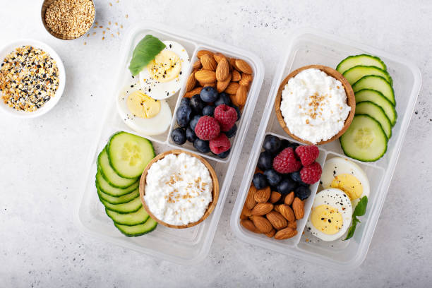istock Lunch or snack box with high protein food 1164380734