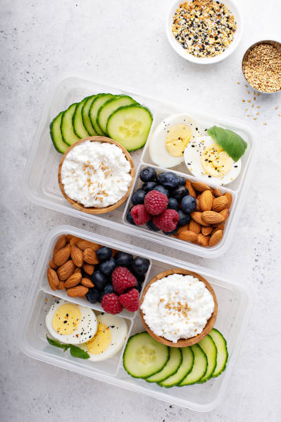 istock Lunch or snack box with high protein food 1164380737