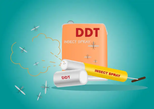 Vector illustration of DDT bottle insect spray vector illustration.
