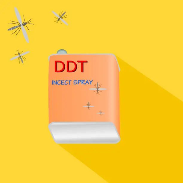 Vector illustration of DDT bottle insect spray vector illustration.