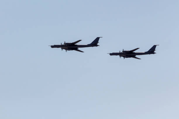 istock Russian bombers in the blue sky 1164382048