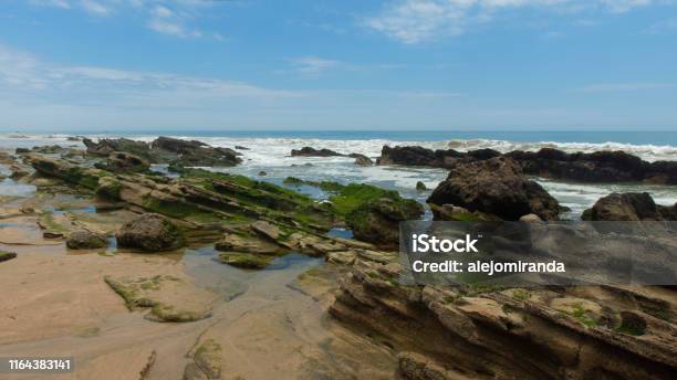 View Of The Las Pocitas Sector On The Beach Of Mancora On A Cloudy Day Stock Photo - Download Image Now