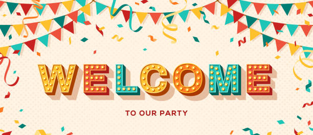 ilustrações de stock, clip art, desenhos animados e ícones de welcome typography banner - titles