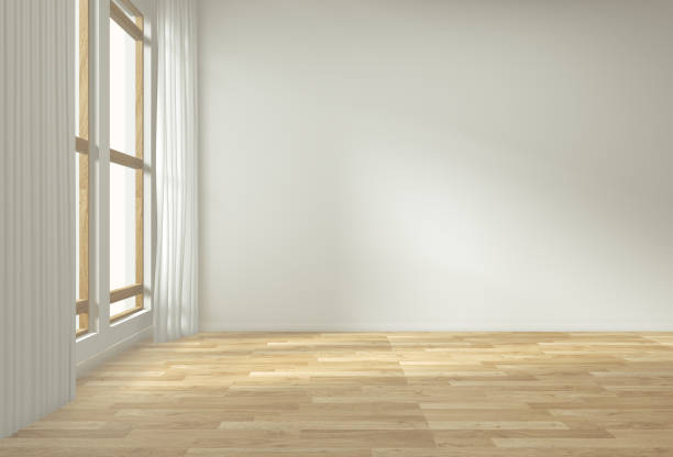 istock Empty interior background, room with decoraion mock up on wooden floor minimal design zen style.3d rendering 1164385948
