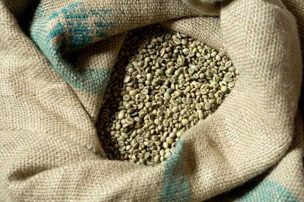 istock Green coffee bean raw in sack 1164388416