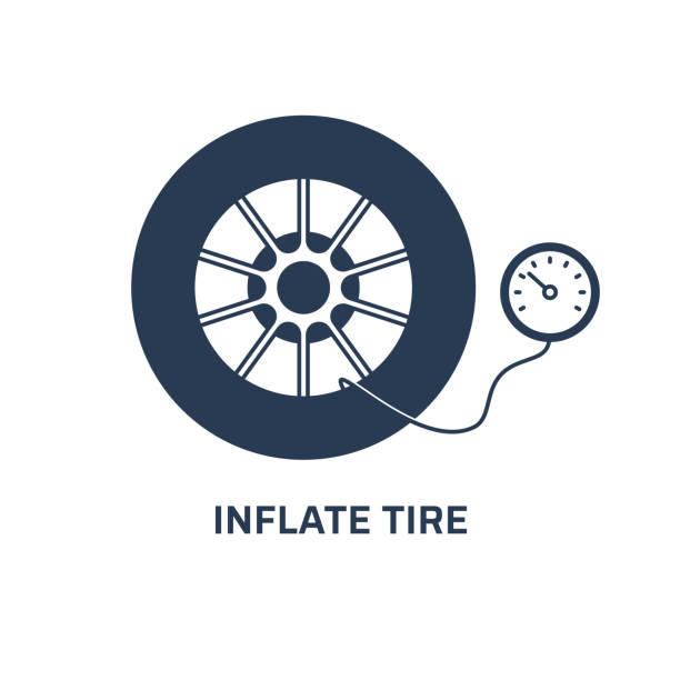 Inflate tire icon. Trendy modern flat vector inflate tire icon on white background from general collection, vector illustration Inflate tire icon. Trendy modern flat vector inflate tire icon on white background from general collection, vector illustration inflating stock illustrations