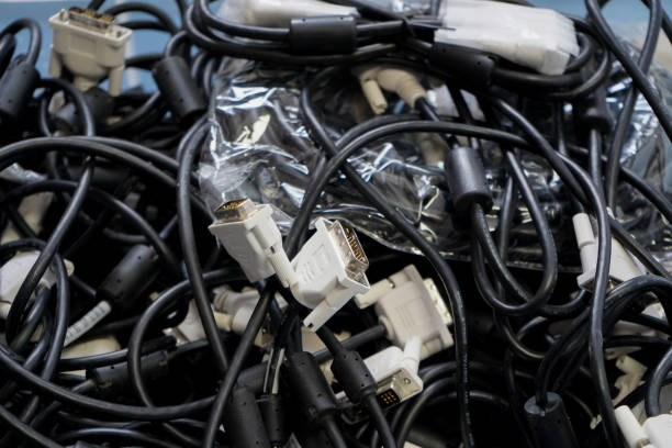 istock Close-up of black cables and wires 1164390251