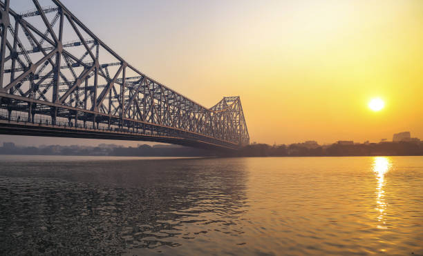istock Historic Howrah bridge on river Ganges at Kolkata, India 1164391272