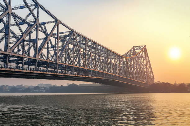 istock Historic Howrah bridge on river Ganges at Kolkata, India 1164391700
