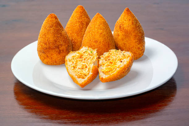 Plate with coxinhas, a typical croquette of Brazil. stock photo