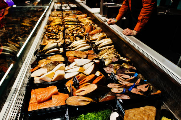 istock Various smoked fish for sale at supermarket. 1164398592