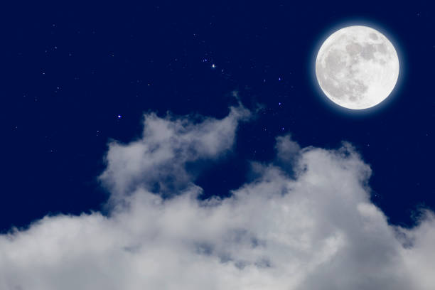istock Full moon with starry and clouds background. Romantic night. 1164399789