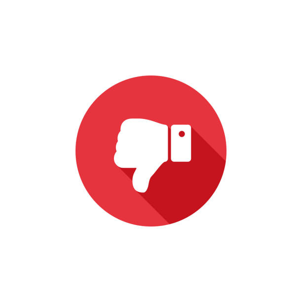 Thumbs down flat long shadow icon. Dislike button flat icon. Low rating sign icon concept. Thumbs down flat long shadow icon. Dislike button flat icon. Low rating sign icon concept. thumbs down stock illustrations