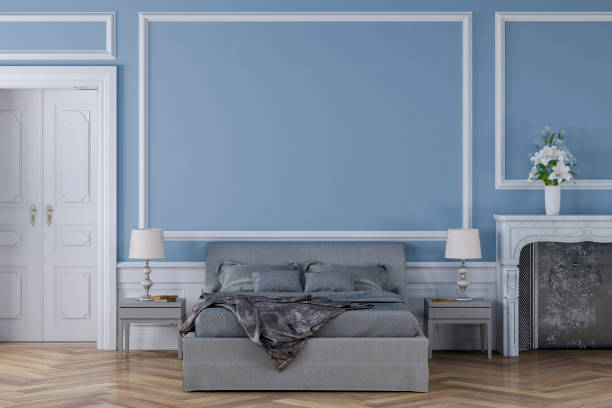 istock Glamour bedroom with decoration and fireplace 1164404994