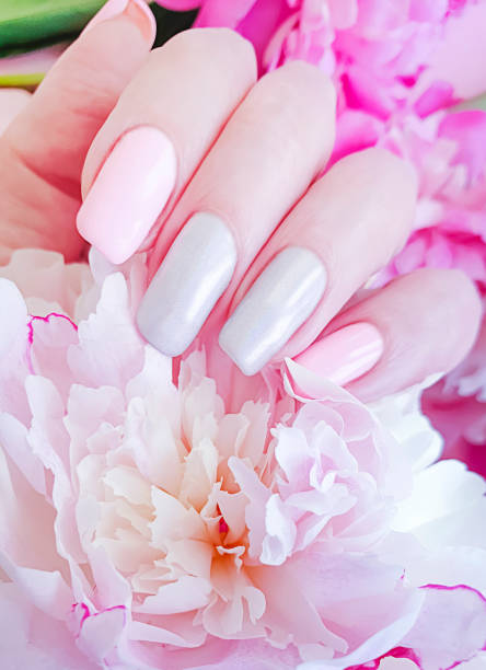 istock female hand manicure flower peony 1164421432